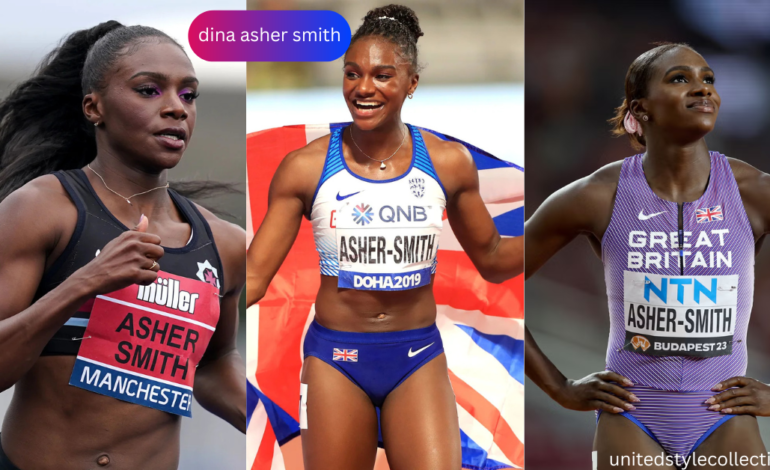 Dina Asher-Smith sprinting on a track during an international championship