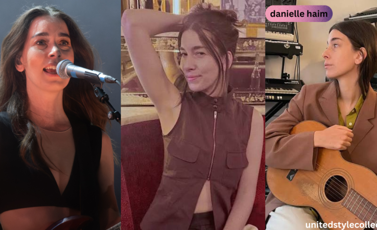 Danielle Haim of HAIM performing live on guitar during a concert